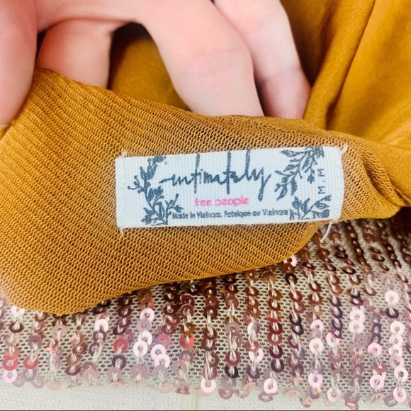 FP Rose-Gold Sparkling Mesh Bandeau with Shimmering Amber Adjustable Camisole - Picture 3 of 16